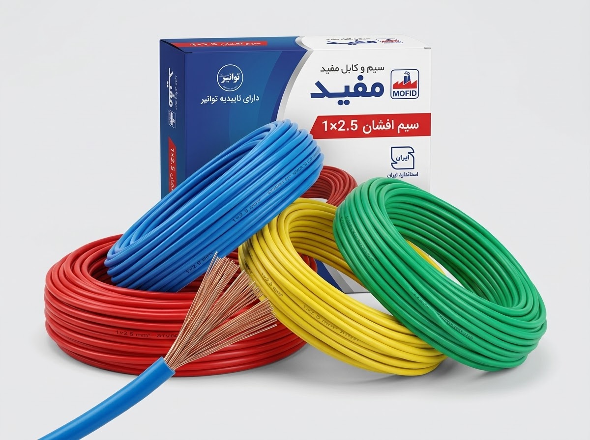 سیم 1*2.5 برند مفید کلاف 100 متری